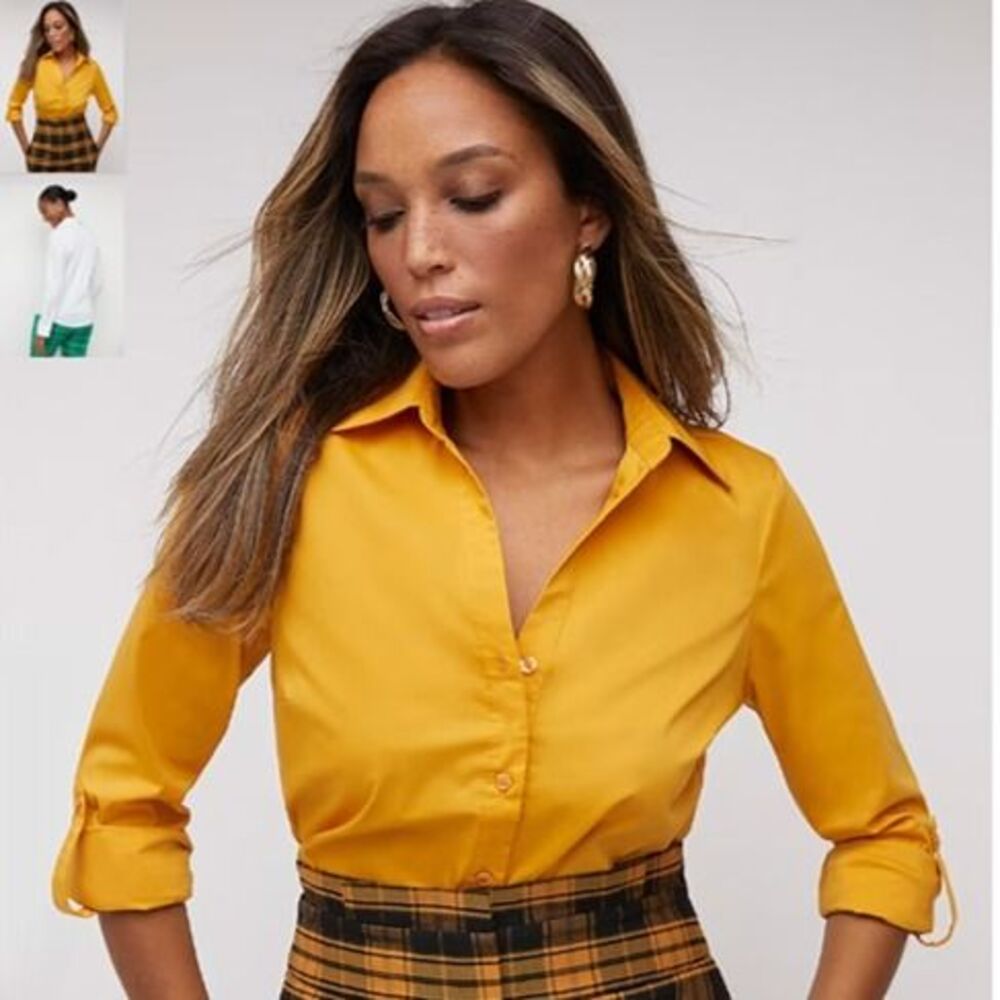BRAND NEW NON-IRON BUTTON-FRONT SECRET SNAP NY&C XS Gold